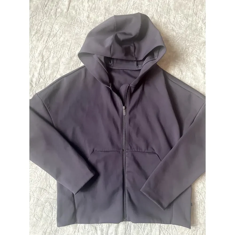 Lululemon Scuba Oversized Bomber Full Zip Jacket Back Spellout Logo NAVY